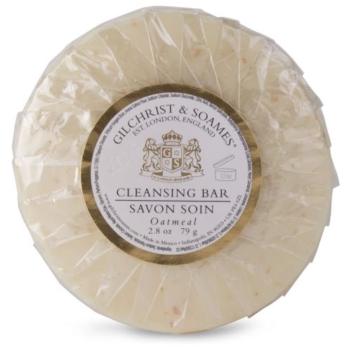 English Spa Round Exfoliating Oatmeal Soap Bar, Clear Pleat Wrap, 2.8oz/79g